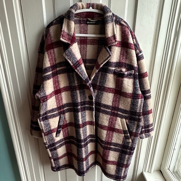 Blank NYC Plaid Lightweight Teddy Coat in Go Ahead - Picture 2 of 8
